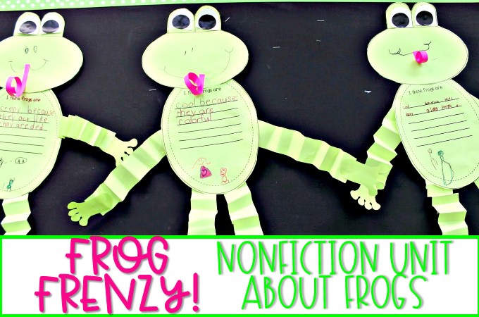 Frog Frenzy is a K-1 nonfiction unit of study about frogs. Students read and write about frogs, play math and literacy games, and create a craft, too!