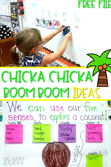  Chicka Chicka Boom Boom Activities with FREE FILE for Back to School. Kindergarten and first grade classroom ideas with a Chicka Chicka Boom Boom directed drawing, science, and writing!