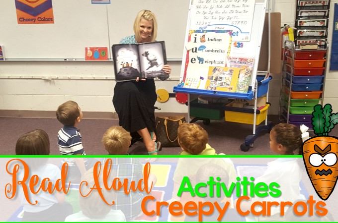 Creepy Carrots Read Aloud Lessons for kindergarten and first grade. Students will work on cause and effect, connection, and opinions. STEM and center Activities too!