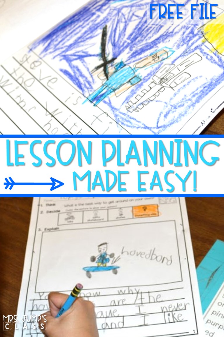 kindergarten lesson plans made easy just print and teach! Free file too!  Common Core reading lesson plans and writing plans, plus math lessons too!