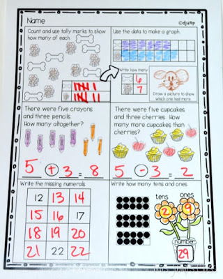 Printable worksheets for busy teachers. Kindergarten and first grade for math and literacy skills.