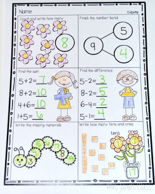 Printable worksheets for busy teachers. Kindergarten and first grade for math and literacy skills.