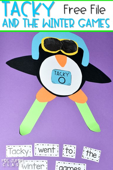 Winter Games Lesson Plans for kindergarten and first grade. Perfect to use during the Winter Olympics. Tacky and the Winter Games by Helen Lester is featured in this blog post. Reading comprehension, retelling, and a craft. Free directed drawing too.