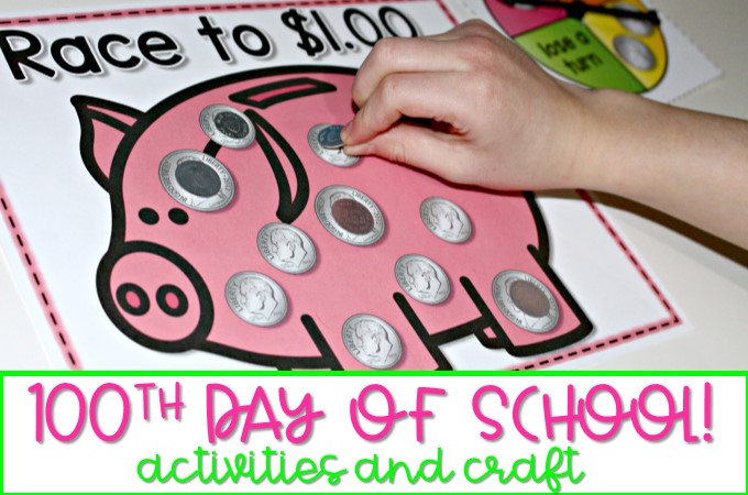 100th Day of School Activities for kindergarten and first grade. Such a fun celebration! See how we celebrate with math centers, reading, writing, and a fun craft!