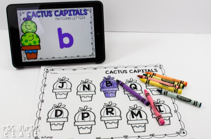 Digital Student Center Activities for kindergarten and first grade classrooms. These paper saving math and literacy skills centers, with response worksheets, will be a classroom favorite.