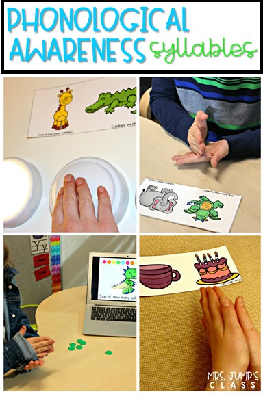 Teaching Phonological Awareness Syllables in kindergarten and first grade. These syllable activities help students to segment words in a fun way!