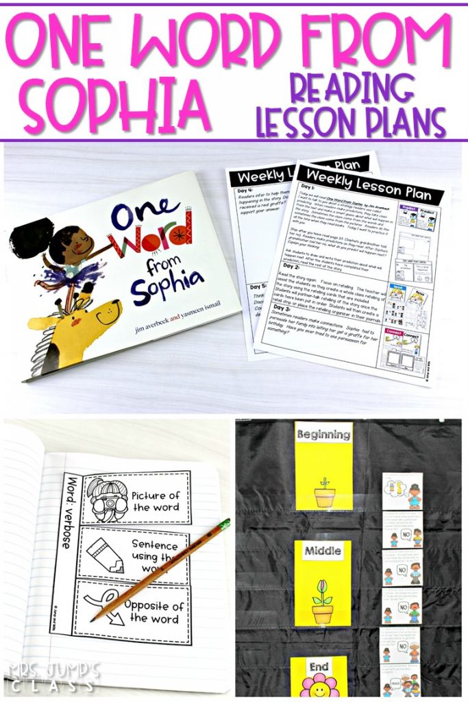 One Word From Sophia lesson plans for kindergarten, first, and second grade! Five day reading comprehension lesson plans to print and teach.