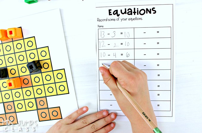 Hands-on math activities for kindergarten and first grade. These math activities using snap cubes can be used independently at any time during the day.