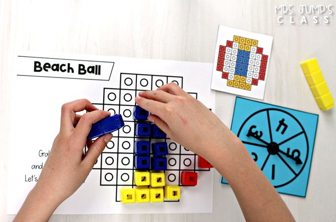 Hands-on math activities for kindergarten and first grade. These math activities using snap cubes can be used independently at any time during the day.