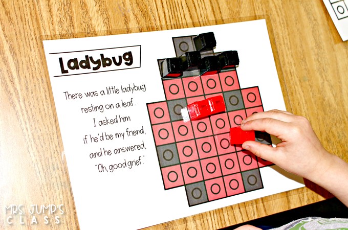 Hands-on math activities for kindergarten and first grade. These math activities using snap cubes can be used independently at any time during the day.