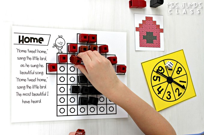 Hands-on math activities for kindergarten and first grade. These math activities using snap cubes can be used independently at any time during the day.