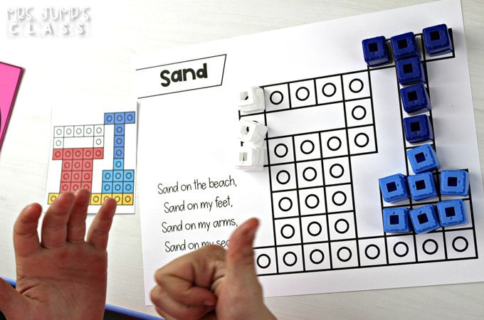 Hands-on math activities for kindergarten and first grade. These math activities using snap cubes can be used independently at any time during the day.