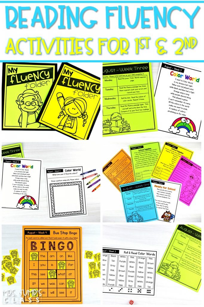 Reading fluency activities to help you focus on fluency in your classroom. Weekly fluency activities that can be completed in class or at home! #readingfluency #fluencyfocus #firstgrade #secondgrade