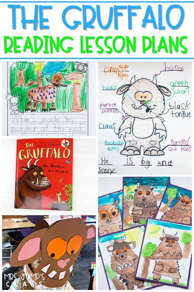 The Gruffalo lesson plans for K-2. Engaging 5-day lesson plans with differentiated reading response, vocabulary, sentence study, and a craft for this fun story! #thegruffalo #readinglessonplans #thegruffalolessonplans 