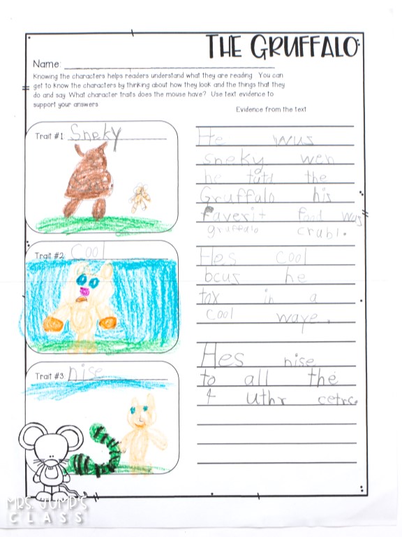 The Gruffalo lesson plans for K-2. Engaging 5-day lesson plans with differentiated reading response, vocabulary, sentence study, and a craft for this fun story!