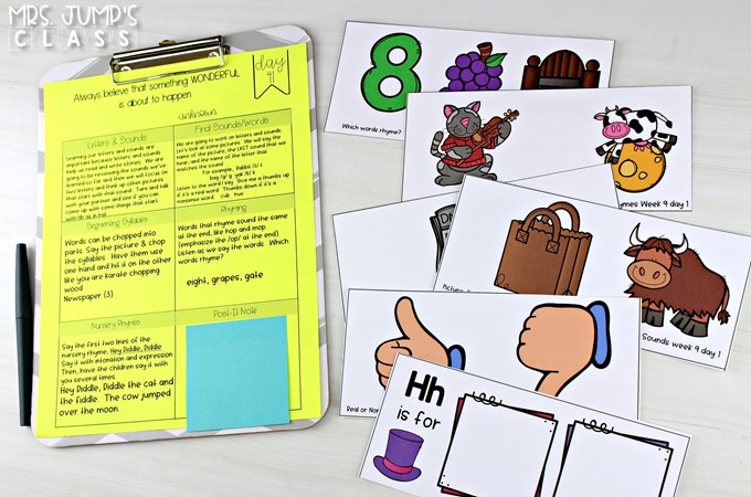 Phonemic and phonological awareness lessons for kindergarten and first grade. These daily, 10-minute lessons will lead to reading and writing success!