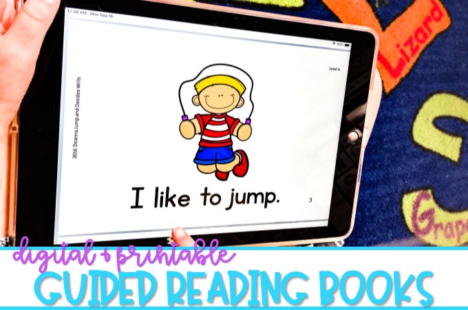 Guided Reading Books available in printable and digital format for K/1. Leveled readers with lesson plans, running records, word work activities, and more!