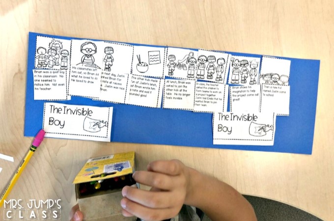 The Invisible Boy  activities. Reading comprehension lesson plans with student response activities. Vocabulary, grammar, sentence study, and a craft, too!