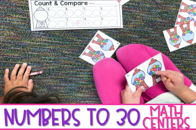 Kindergarten math centers - Numbers to 30