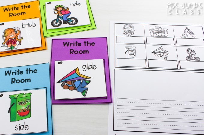 Write the room center activities for kindergarten and first grade. 80 sets of word cards with differentiated response sheets! Beginning sounds, word families, nursery rhymes and more!