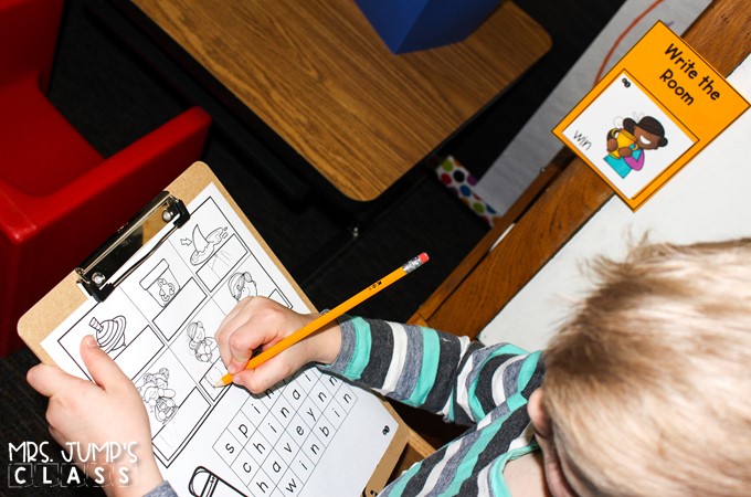 Write the room center activities for kindergarten and first grade. 80 sets of word cards with differentiated response sheets! Beginning sounds, word families, nursery rhymes and more!