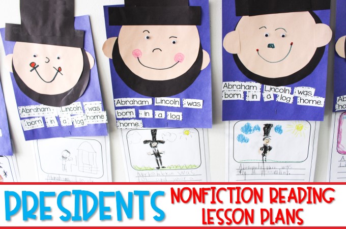 Fun President's Day activities! Nonfiction reading comprehension lesson plans for K-2. Students learn about Abraham Lincoln and George Washington.