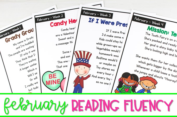 Focus on reading fluency in February. Differentiated fluency passages and activities that can be used in class or given for homework.