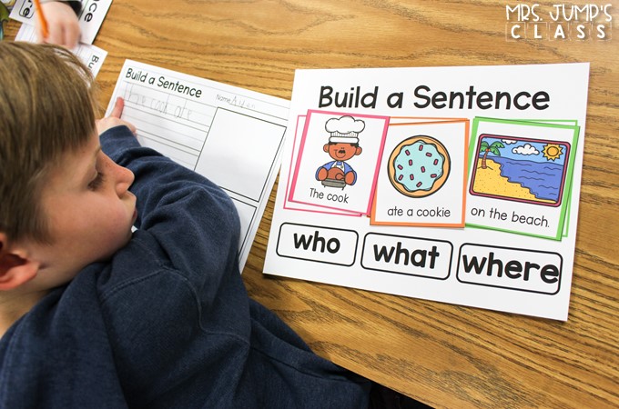 Engaging sentence building activity to teach your students about sentences and their parts. This color-coded resource is perfect for K-1 literacy centers.