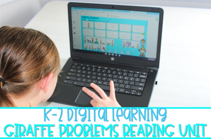 Digital learning reading lesson plans that work great for distance learning. This unit features the story, Giraffe Problems by Jory John. Reading response and nonfiction activities, too!