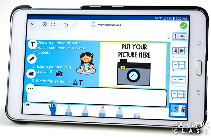 Digital sentence building activities that are preloaded to Seesaw for distance learning, or use of technology within your kindergarten classroom.