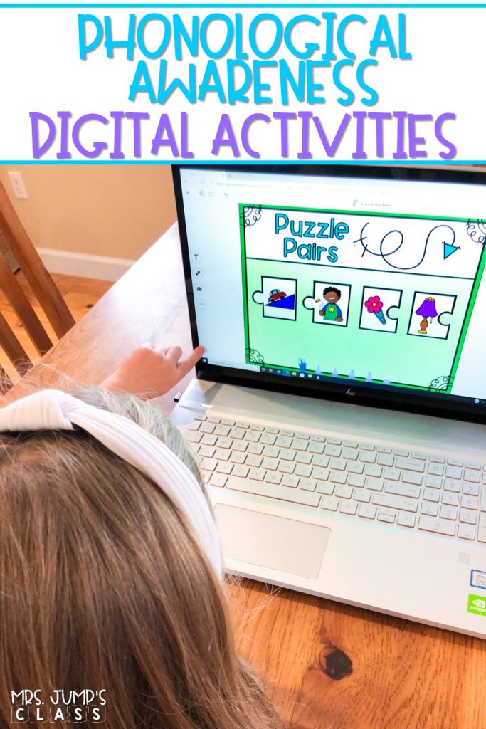 Phonological Awareness digital activities to practice rhyming, syllables, letter sounds, word concepts, onset & rime, and sounds in words.