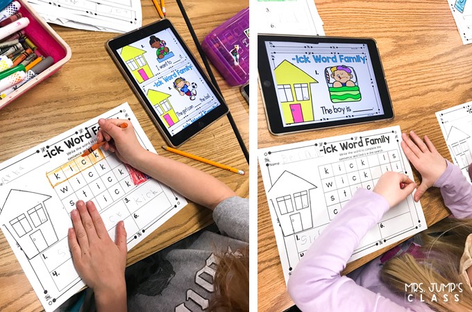 Digital literacy centers for kindergarten and 1st grade to practice ELA skills. Students practice word families, blends, rhyming, syllables, digraphs, vowel sounds, and more! 