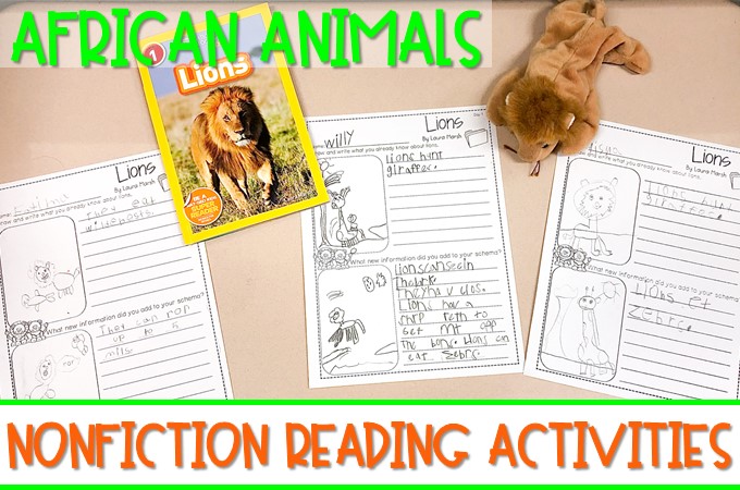 Your students will love learning about African animals with these nonfiction book activities. Engaging reading lessons about lions, giraffes, elephants, and meerkats. Great for a zoo unit!