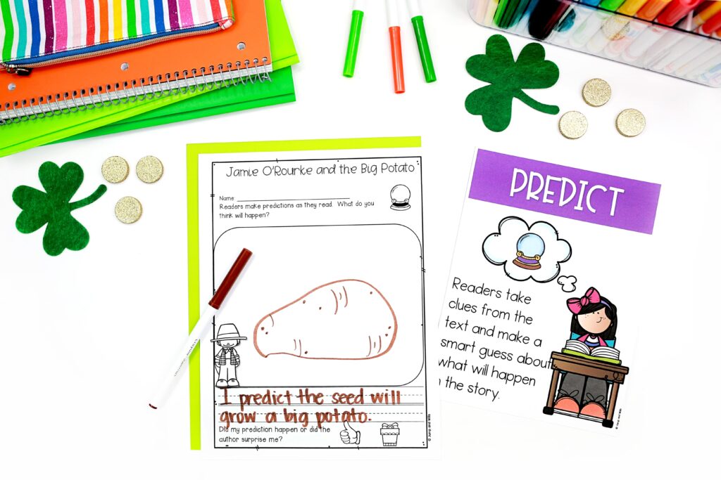 A completed worksheet for making predictions
