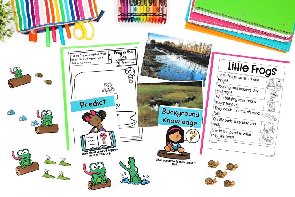 Vocabulary cards, worksheets, and printable poem for fictional read alouds