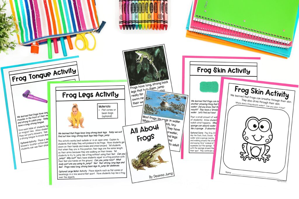Lesson plans and printables for frog investigations