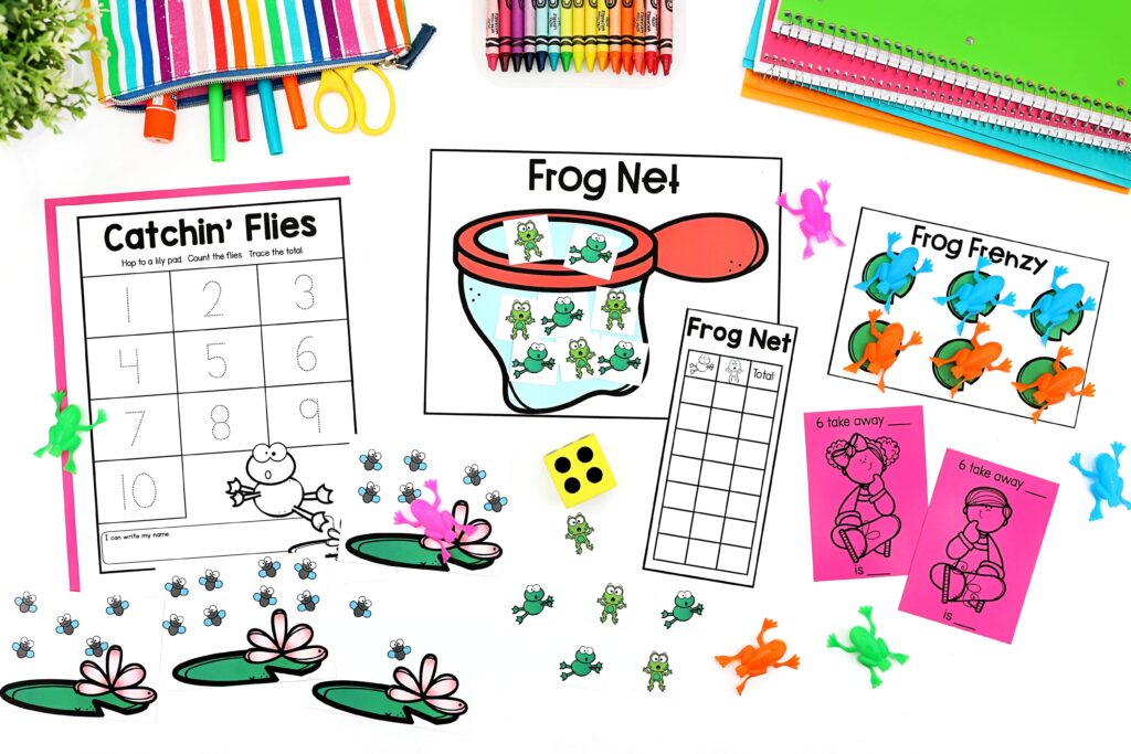 A variety of frog themed math activities
