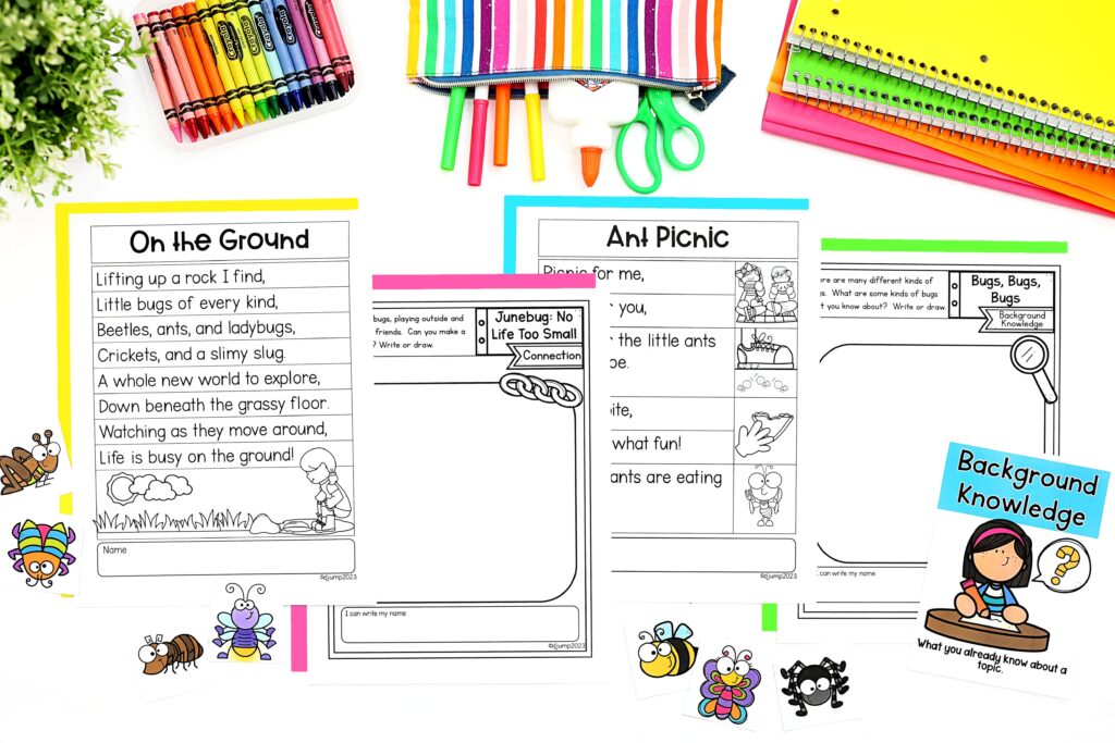 Reading response activities for insect read-alouds