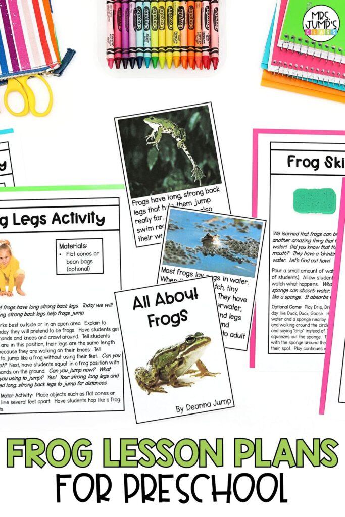 Frog lesson plans for preschool - pinnable graphic