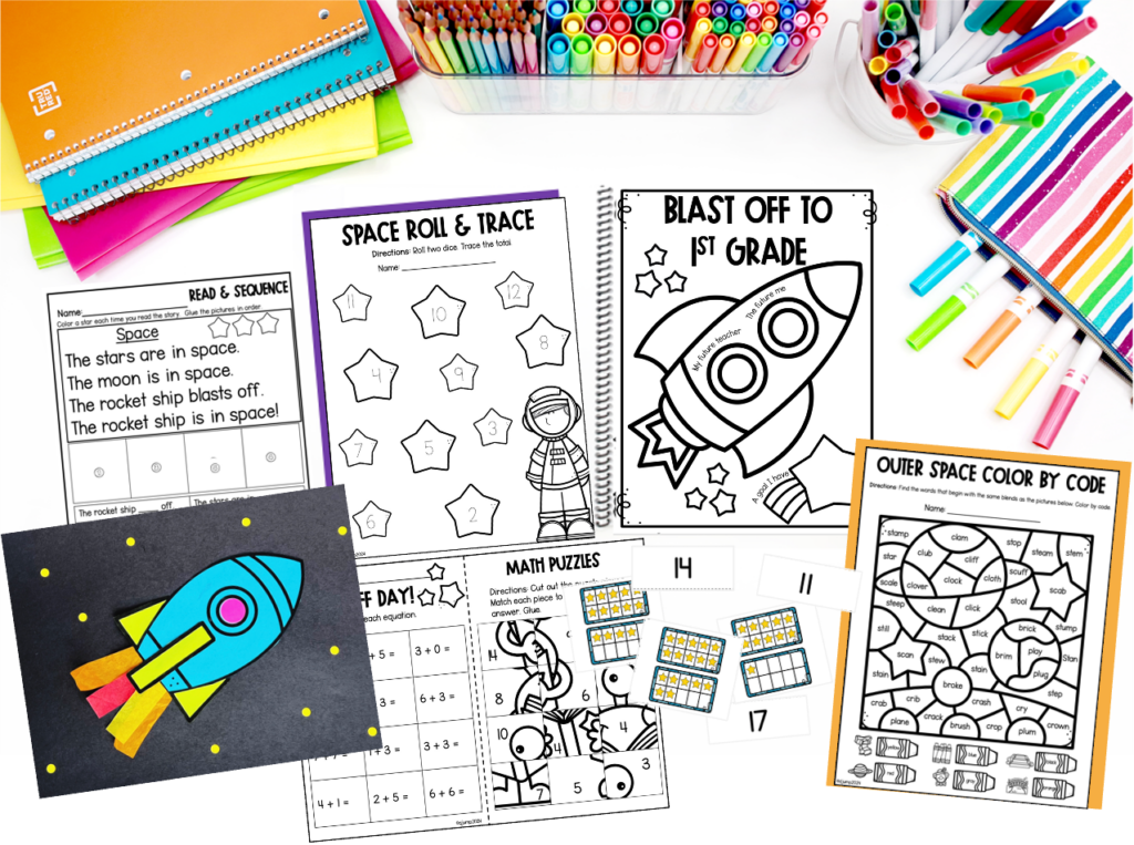 A spaceship craft and other space-themed learning activities