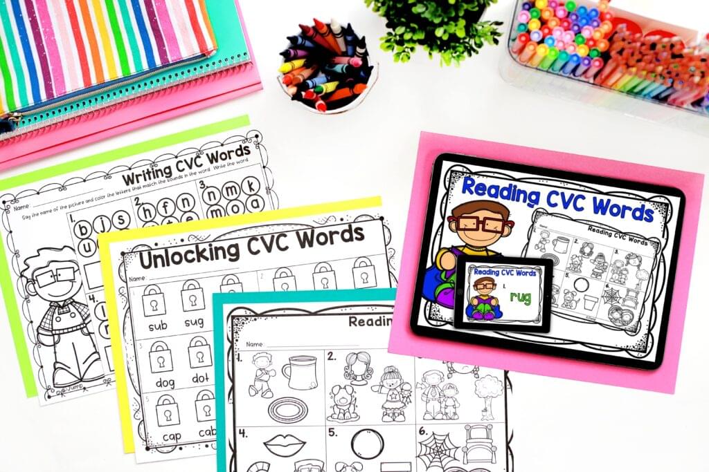 An iPad and three different recording sheets for CVC centers